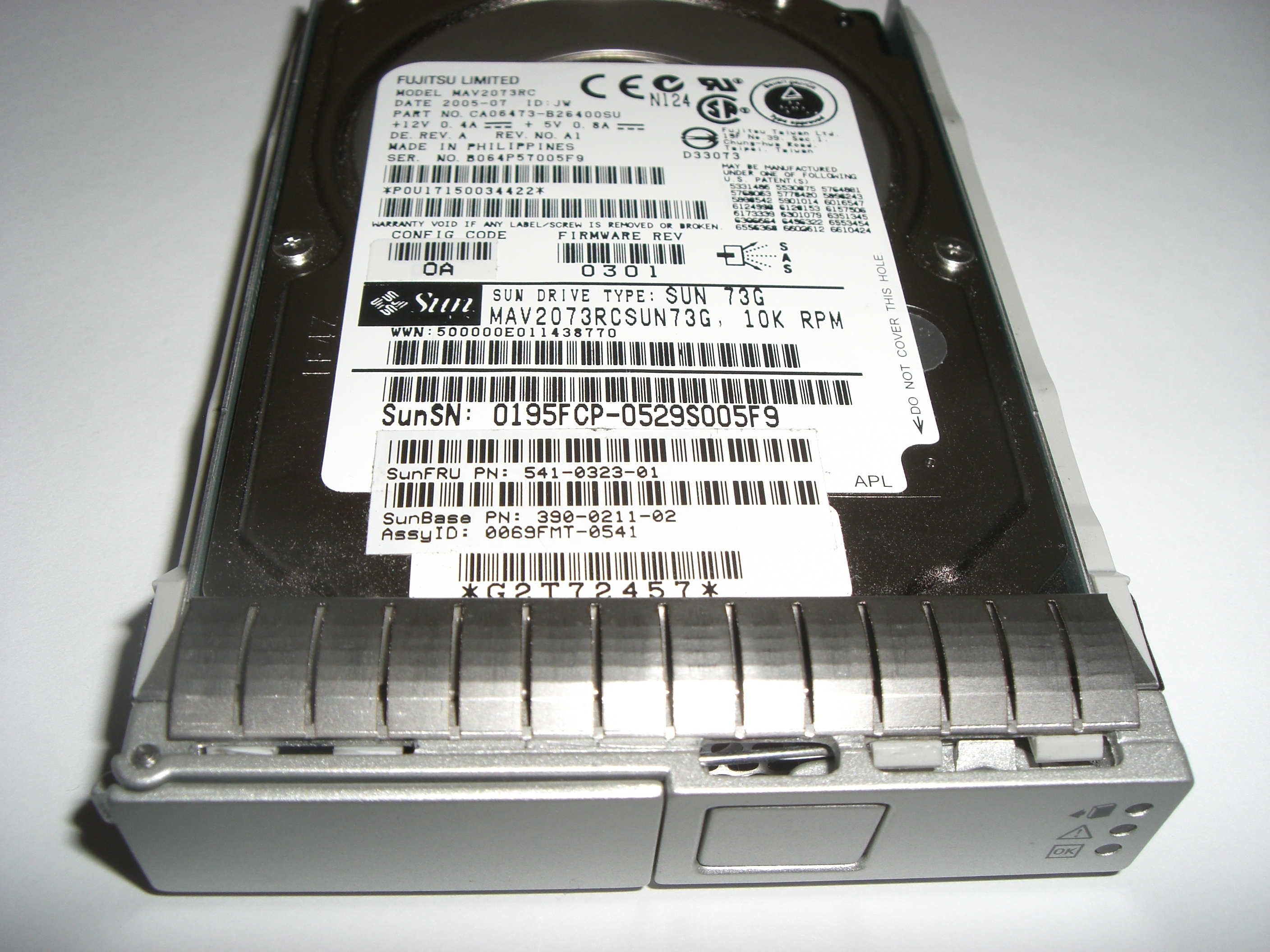 SEPX3A11Z 540-7307 Sun 73GB 10K RPM SAS Disk Drive for Sun SPARC Enterprise