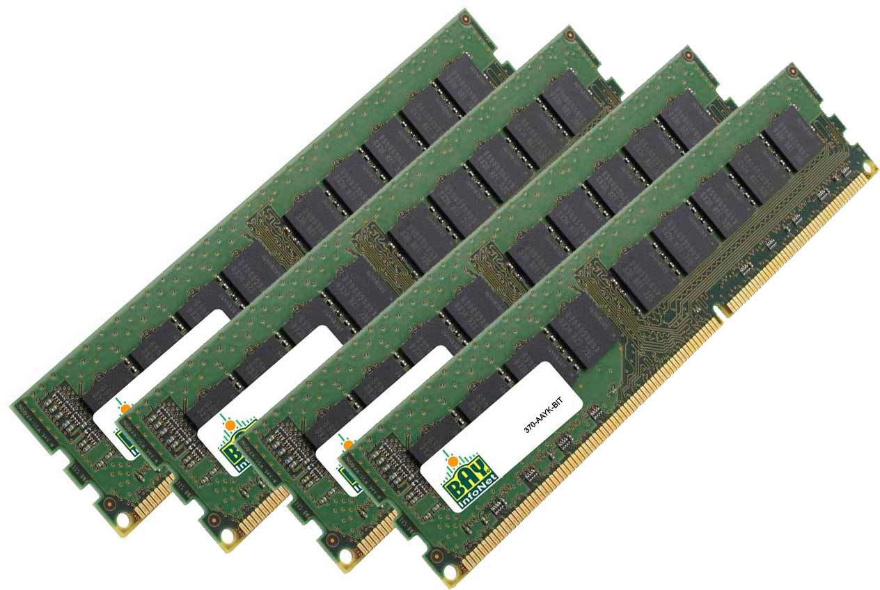 370-AAYK Dell 3rd Party 64GB Kit (4x16GB) PC3-12800 DDR3-1600 Dual Rank 240-Pin ECC Registered RDIMM Memory